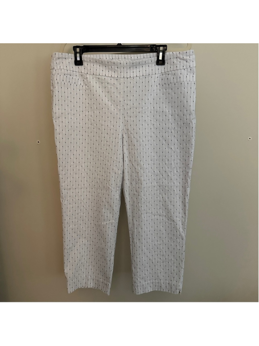 Zac & Rachel Womens Cropped Ankle Pants White Black Dot Size 16